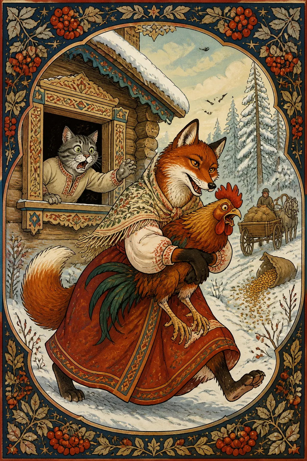 Кот, петух и лиса