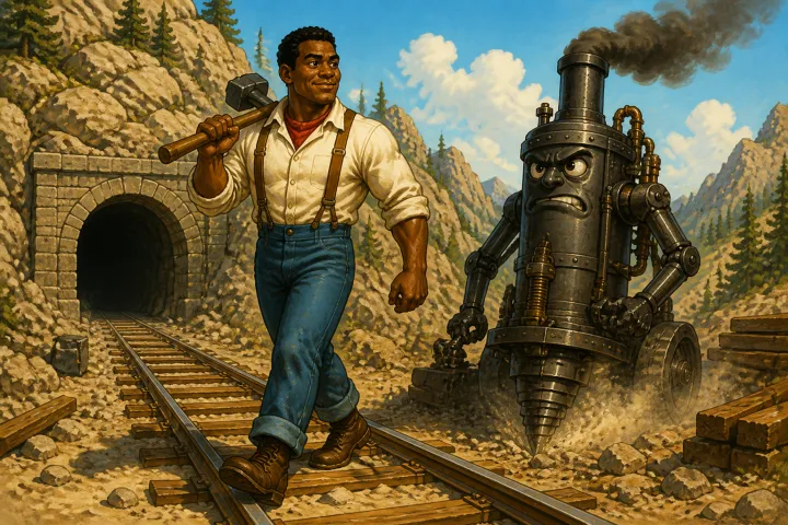 Illustration for "John Henry": John Henry was a steel-drivin’ man, Carried his hammer all the time;