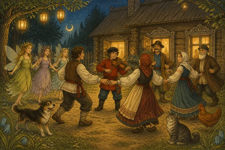 Illustration for "The Fairies' Dancing-Place": gave those who had come to see him a dance in the evening