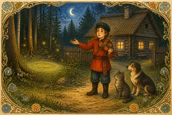Illustration for "The Fairies' Dancing-Place": Gintlemen, I humbly ax yer pardon